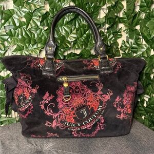 Y2K Juicy Couture Black Velvet Handbag   (Red accents) Born In the glamorous